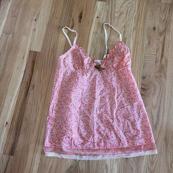 Victoria's Secret Cotton Pajama Bottom Capris tank‎ lace  sz medium large floral - Picture 3 of 9